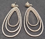 Vintage Silver Earrings Hoops