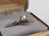 Beautiful 14k White Gold With Stunning Diamond Inlay Ring Size
