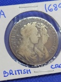 1689 William+Mary Silver Half Brown British Coin