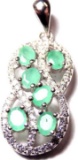 Deep Sea Green Emerald Pendant 2+ Cts Earth Mined Untreated Gems Set In 925 Sterling New Designer