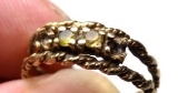 10 Kt Yellow Gold Vintage Ring With 2 Out Of 3 Emeralds 2.27 Grams Scrap Gold