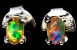 Fire Opal Rainbow Earrings Stunning Earth Mined Gems Set In 925 Sterling Rainbow 1 Ct+