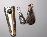 Native American Antique Silver Pendant Lot Onyx Lapis Very Old Collectible Sterling Silver