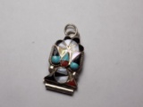 Antique Native Navajo Pendant Lapis Onyx And Mother Of Pearl Very Old Sterling
