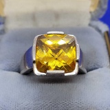 925 Sterling Silver Ring Antique With 8kt+ Citrine VS High Quality Stone 8.4 Grams