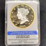 1838 Gold Liberty Replica 24kt Gold Plated Coin In Slab