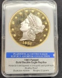 1861 American Gold Liberty Replica Coin 24kt Gold Plated In Slab