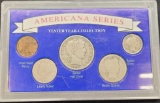 American Series Silver Set Barber Half Quarter and Dime With Lib Nickel and Indian 5 Coin In Plastic