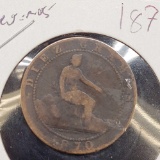 1870 Centimos Large Coper Coin