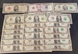 Bills With fancy serial numbers and Red Seal $5 bill