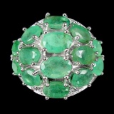 Untreated Oval Green Emerald Ring Natural Earth Mined Emeralds Wow Columbian Green Size 7 8ct+ Huge