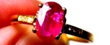 14 Kt Gold Plated 925 Earth Mined Glowing Red Ruby Ring With 6 Small Diamonds New Designer Aaa+