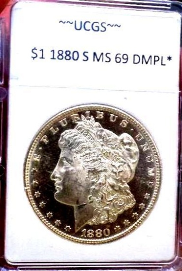 Morgan silver dollar 1880 s gem bu glassy dmpl ms+++++++ huge mirrors $$$$ high end pq gem