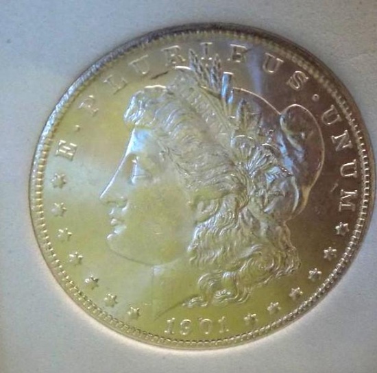 Morgan silver dollar 1901 o/o gem bu pl ms+++++++ stunning original high grade frm obw roll