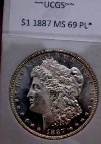 Morgan silver dollar 1887 gem bu pl glassy high grade ms++++++ Monster coin $$$$ Shocking mirrors