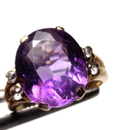 Amethyst gold ring huge 8+ ct high end top aaa quality gemstone pure 10 kt yellow gold Nice find