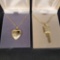 2 Beautiful Gold Tone Necklaces Heart and Key Pendant