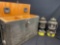 US Armstrong Products Military Gas Lanterns and Wooden Storage box.