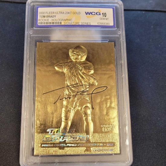 2000 Fleer Ultra 23kt Gold Tom Brady Rookie Holo WCG 10 Football Card