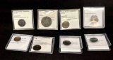 Ancient Bronze Roman Empire Coins and Kushan India 140ad Coin.