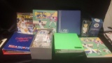 5 binders of baseball basketball football cards. Box loose cards boblehead