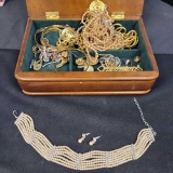 Box Of Deco Jewelry Gold and peral looking