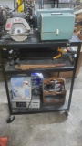 Cart lot Panasonic video cassette recorder NV-8200 2 Argus slide projectors 6in. bench grinder