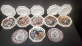 lot of 6 three stooges decorative collectors plates 2 floral design plates 8 units total