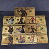 Marvel Comics 24k Gold Plated $100 Bills 10 Units