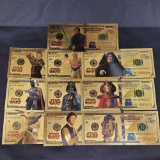 24k Gold Plated Star Wars $100 Bills 10 Unit's With COA