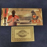 24k Gold Plated Soccer 100 Bill With COA