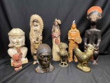 Native American Art. Statues. Ceramic, Metal Wood