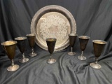 Vintage Silver Plated Platter and Goblets Sil Plat Madrid
