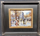 Framed Enamel on Porcelain Signed Parisian Autumn by David Karp 168/500