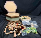 Pentagon Box Full of Costume Jewelry. Necklaces, Bracelets, Earrings more