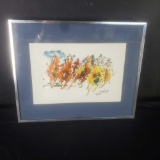 Framed serigraph watercolor print w/signature