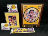 Los Angeles LA Lakers Collectibles. Magic Johnson Plaque, Bumper Stickers, more