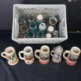 Crate of mugs stiens jars etc.