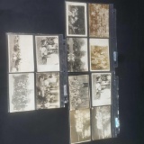 12 antique black and white postcards