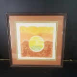 Framed collograph w/signature and COA titled Earth