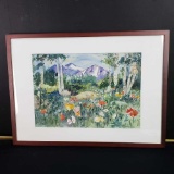 Framed watercolor art w/signature