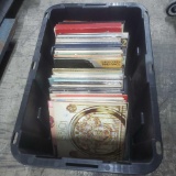 Large bin of vintage records and 45s