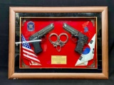 51 Security Forces Award Plaque with Display Pistols and Hand Cuffs