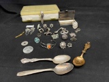 Assorted Jewelry, Antique Plated Spoons. Most Non Magnetic. Silver Brass