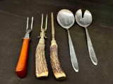 Antler Handle Fork and Sharpner. Supreme Cutlery Stainless Japan Spoons more