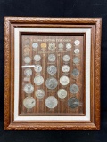 US 20th Century Type Coins Framed with 28 coins 14 Silver