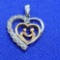 Silver Heart Pendant With Gold Plated Inner Heart Designer Beauty