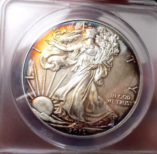 American Silver Eagle 2015 Anacs Certified Ms 78 Monster Rainbow Mega Rare Coin $$$$