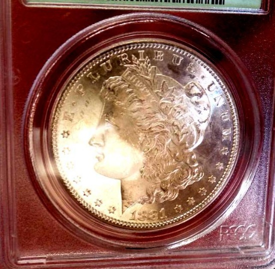 Morgan Silver Dollar 1881 S Pcgs Ms 63+++ Old Green Holder Looks Pl Glassy Wow Coin