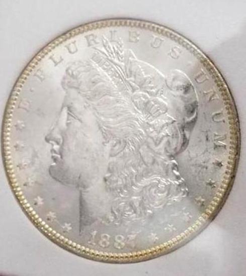 Morgan Silver Dollar 1887 Gem Bu Ms++++++ Semi Pl Blazing Satin White Frm Obw Roll Ddo Vam